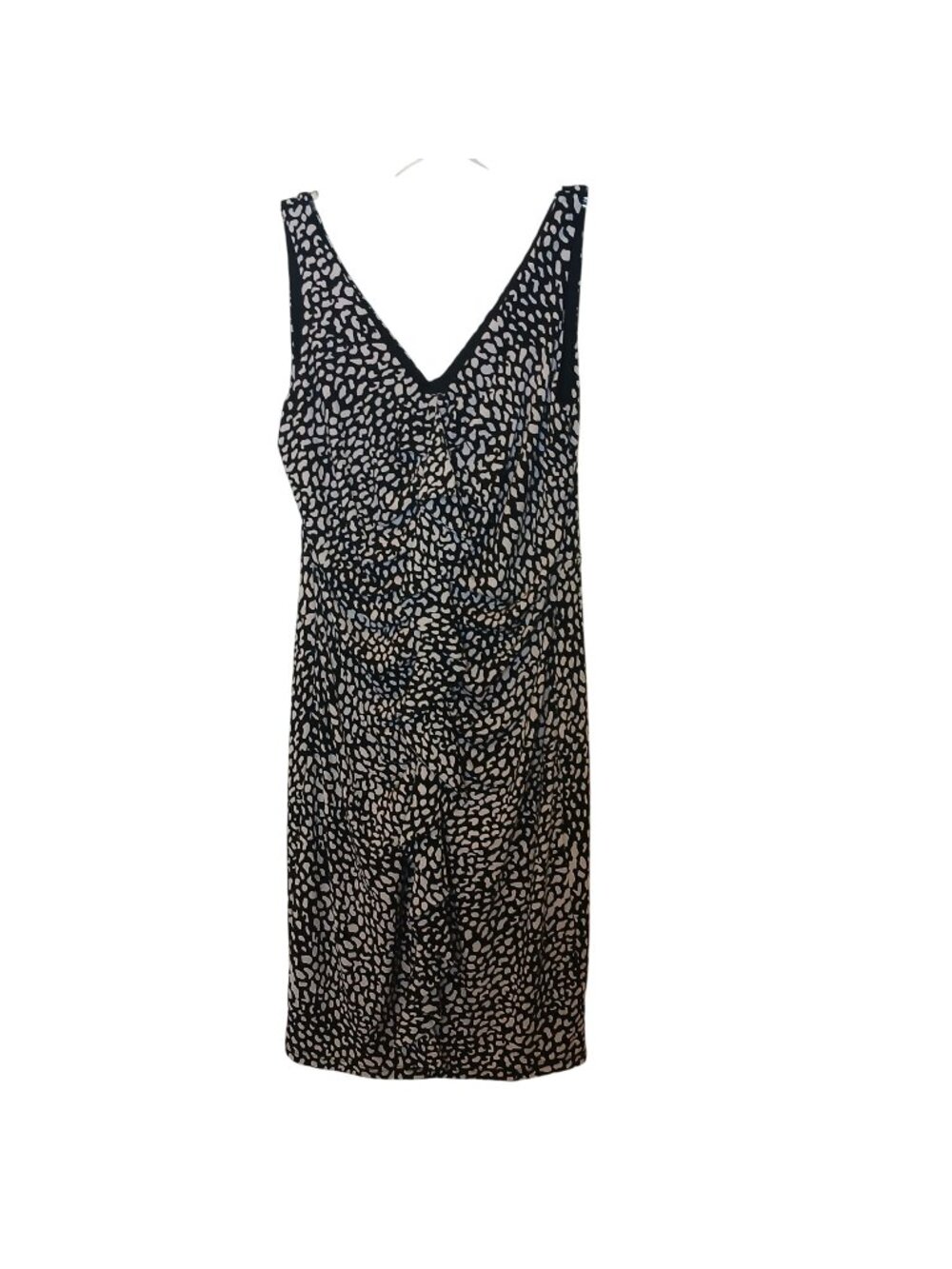 Enfocus Studio Dress Sz 8 Black & White Front Ruffle Sleeveless Animal Print I-2